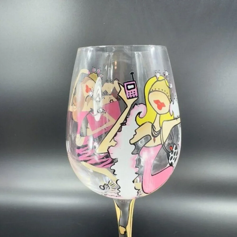 Lolita Love My Martini Princess Hand Painted Martini Glass Jeweled‎ Drink Glass